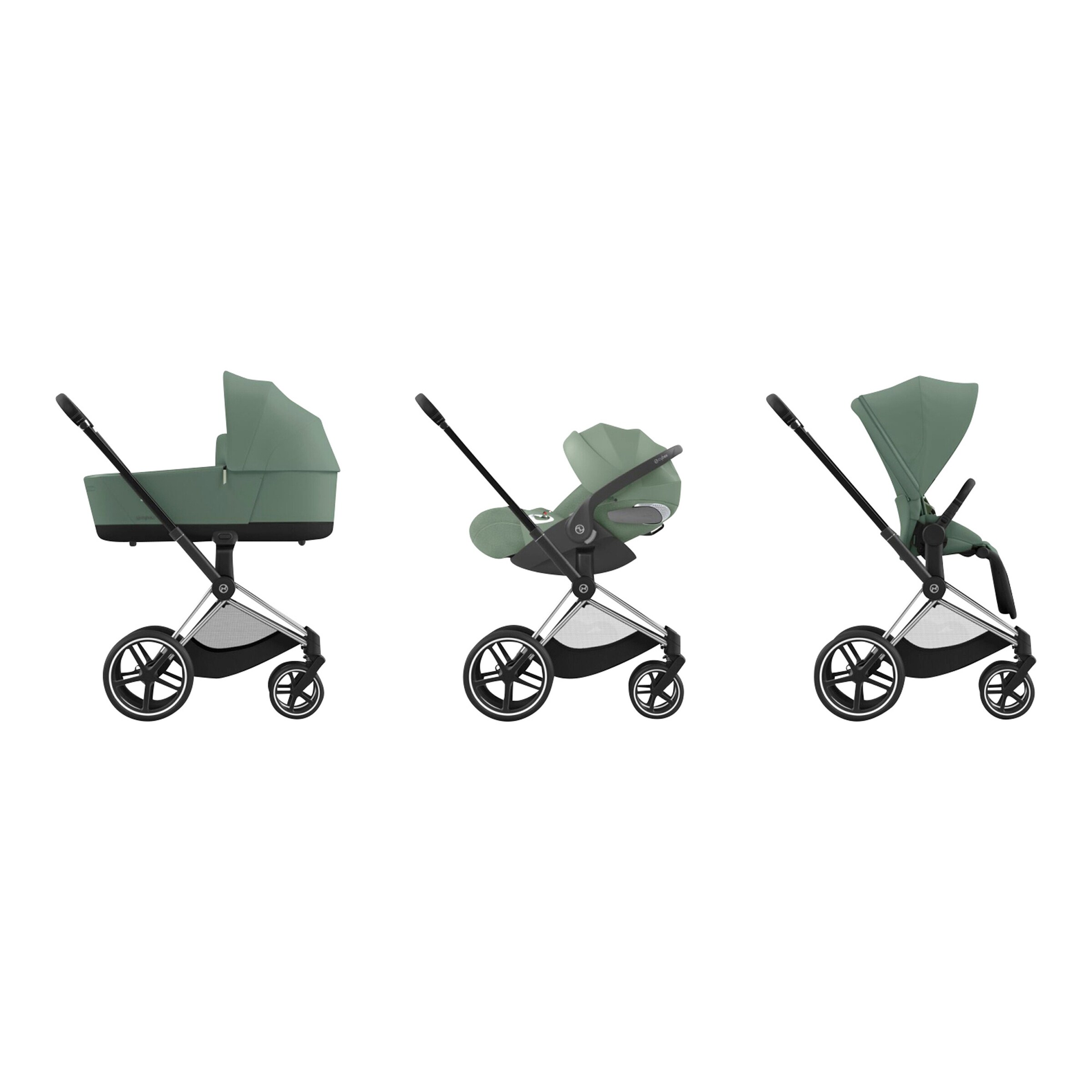 Cybex - PLATINUM Kombikinderwagen PRIAM Comfort Bundle chrome black / leaf green