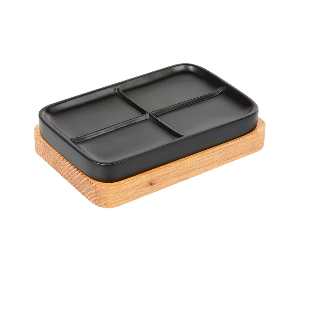 Porte savon couleur bois et noir