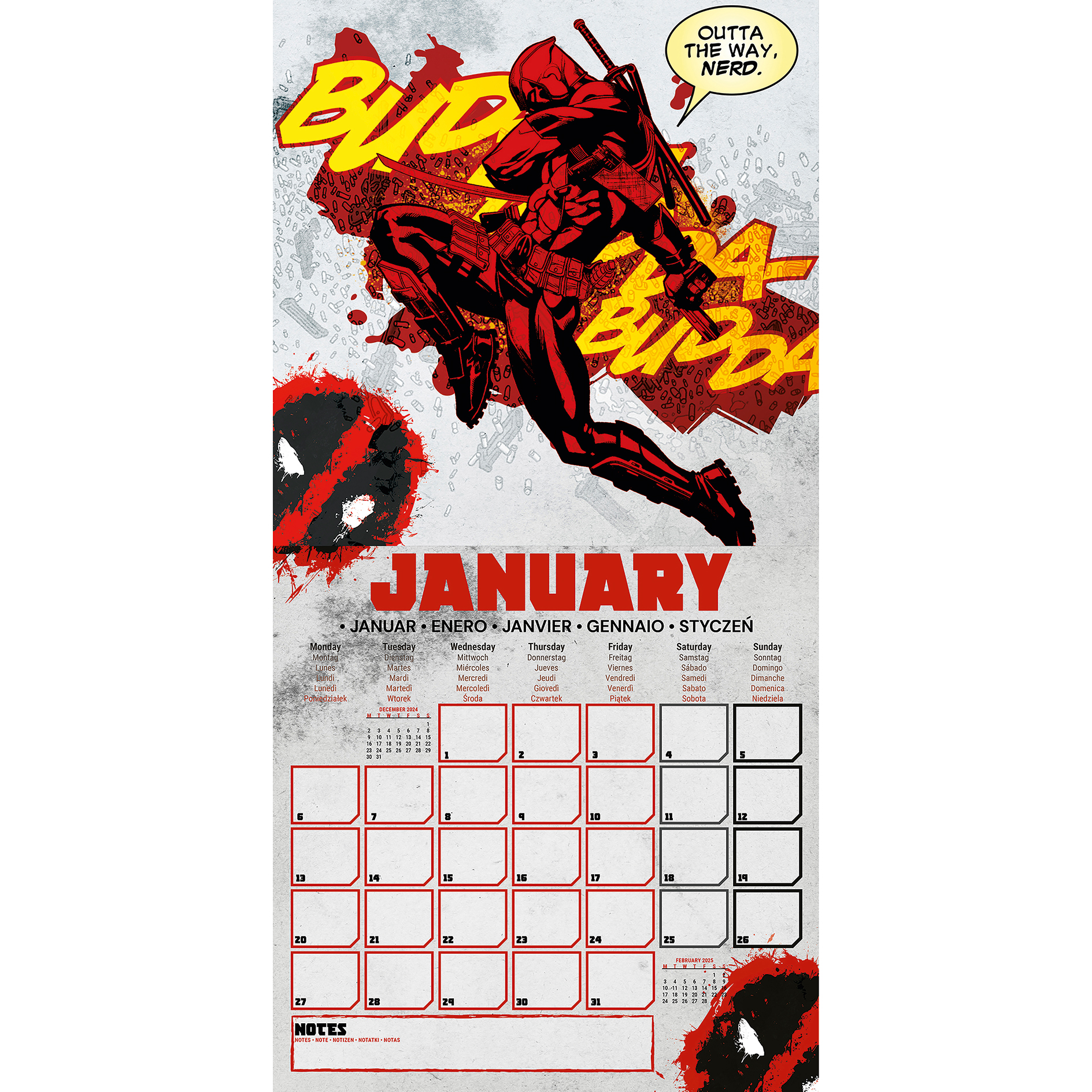 Broschürenkalender 2025 - mehrfarbig - Deadpool - 30x30 cm