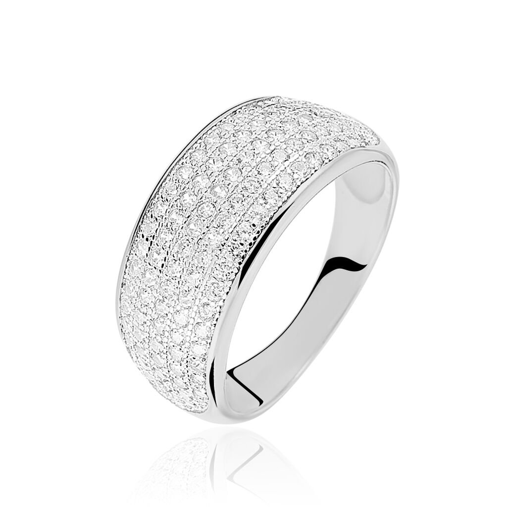 Bague Jonc Kamille Argent Blanc Oxyde De Zirconium
