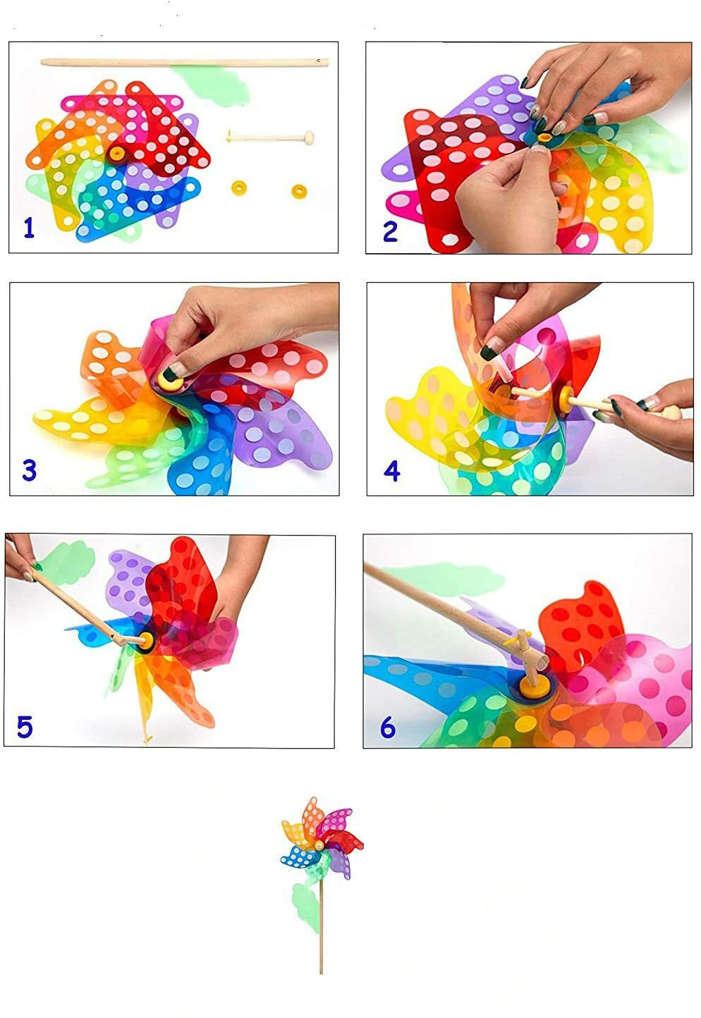(Ø24x45cm) Windrad Outdoor Accessoire Windspiel Garten Dekoration - Bunt