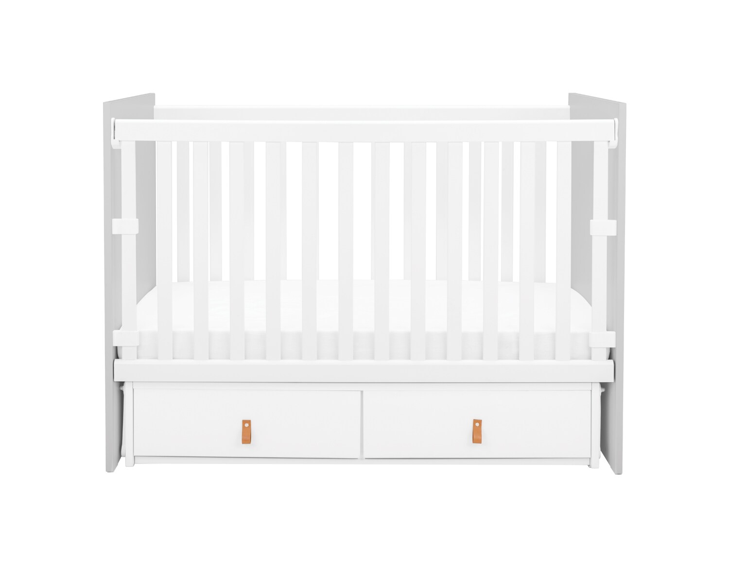 Kikkaboo Babybett Hollee Gitterbett 120 x 60 cm Schwingfunktion, 2 Schubladen grau