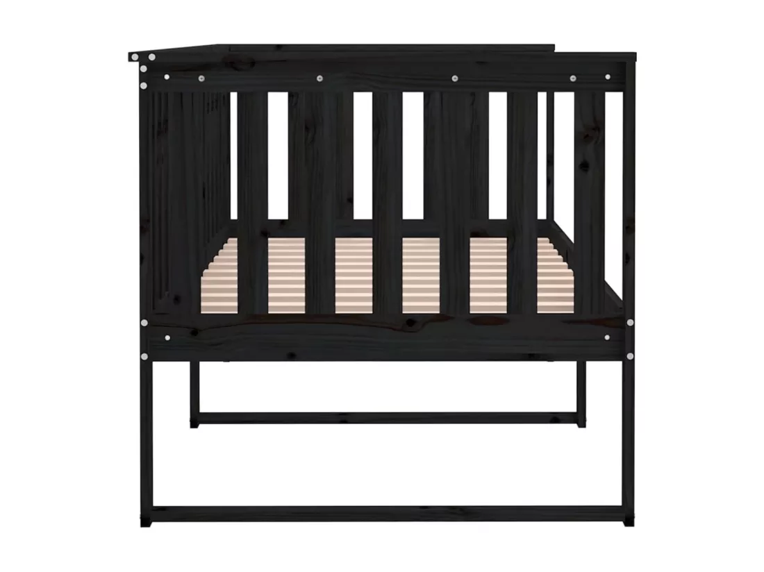 Lit de jour sans matelas noir 90x190 cm bois de pin massif