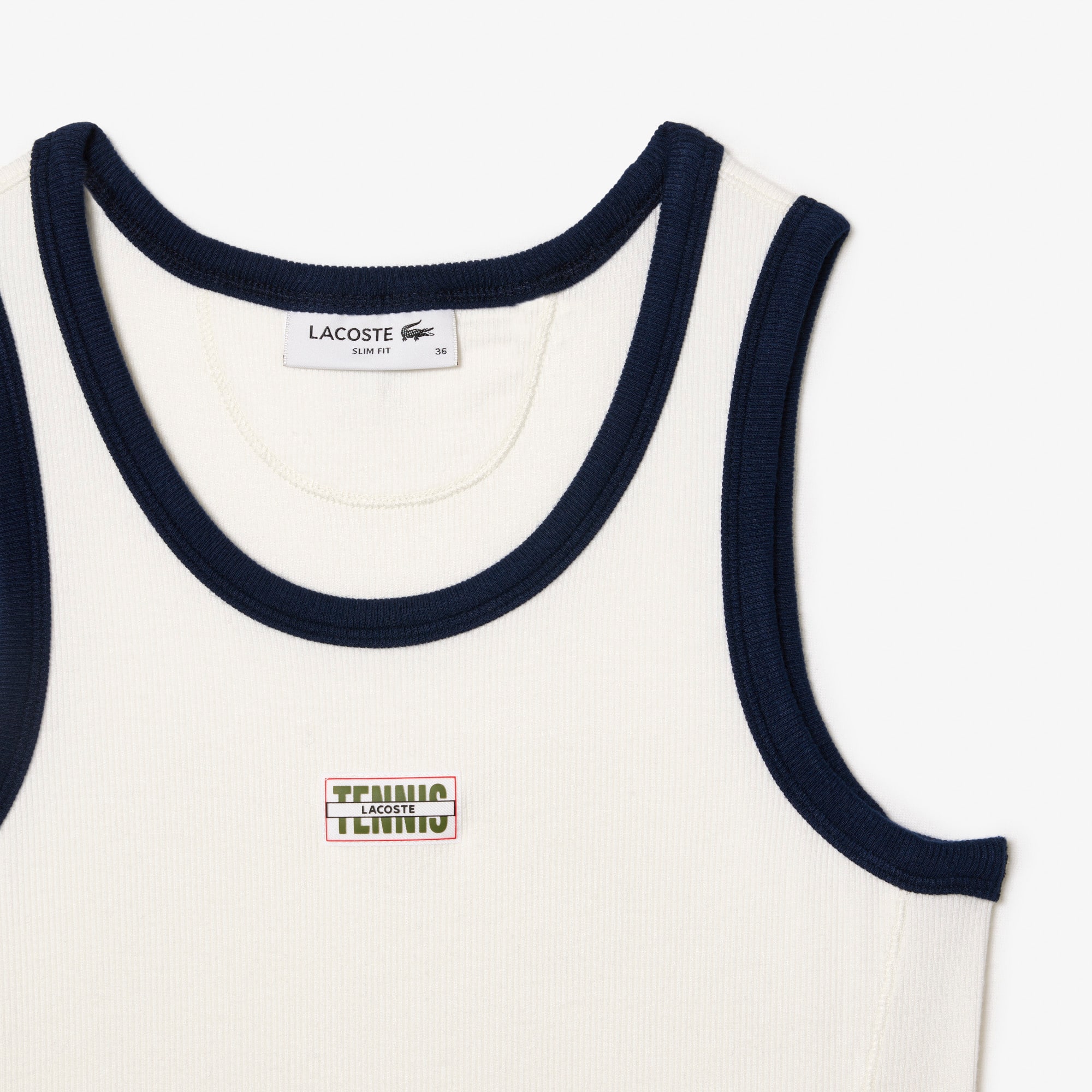 Débardeur en maille côtelée fluide badge tennis T-Shirts - Blanc - Lacoste - Femme