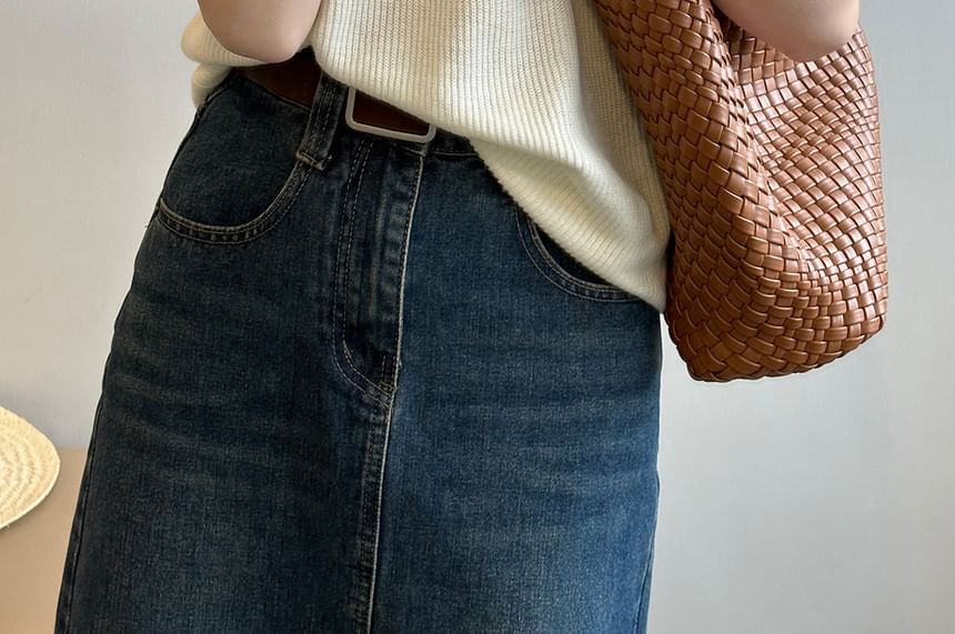 Trendjane - Gebreide top met korte mouwen, ronde hals en contrasterende rand