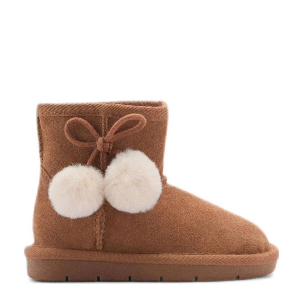 Mango Kids gevoerde suède enkelboots camel
