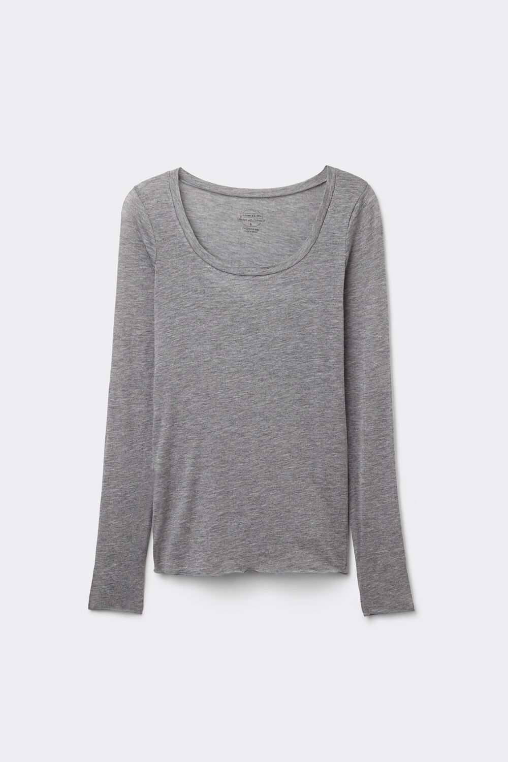 Blusa de manga comprida com decote redondo em modal ultraleve com cashmere.