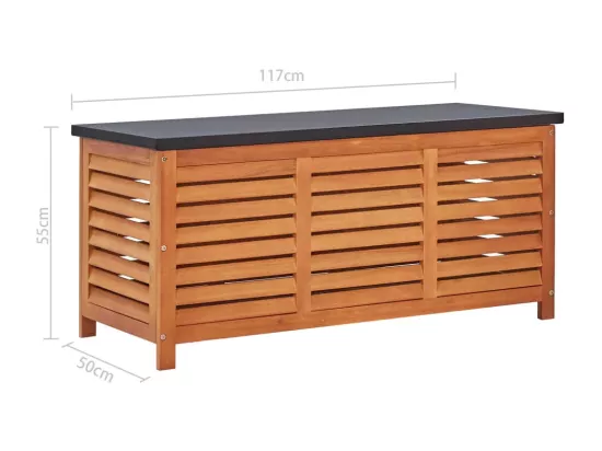 Boîte de rangement de jardin 117x50x55 cm Eucalyptus solide