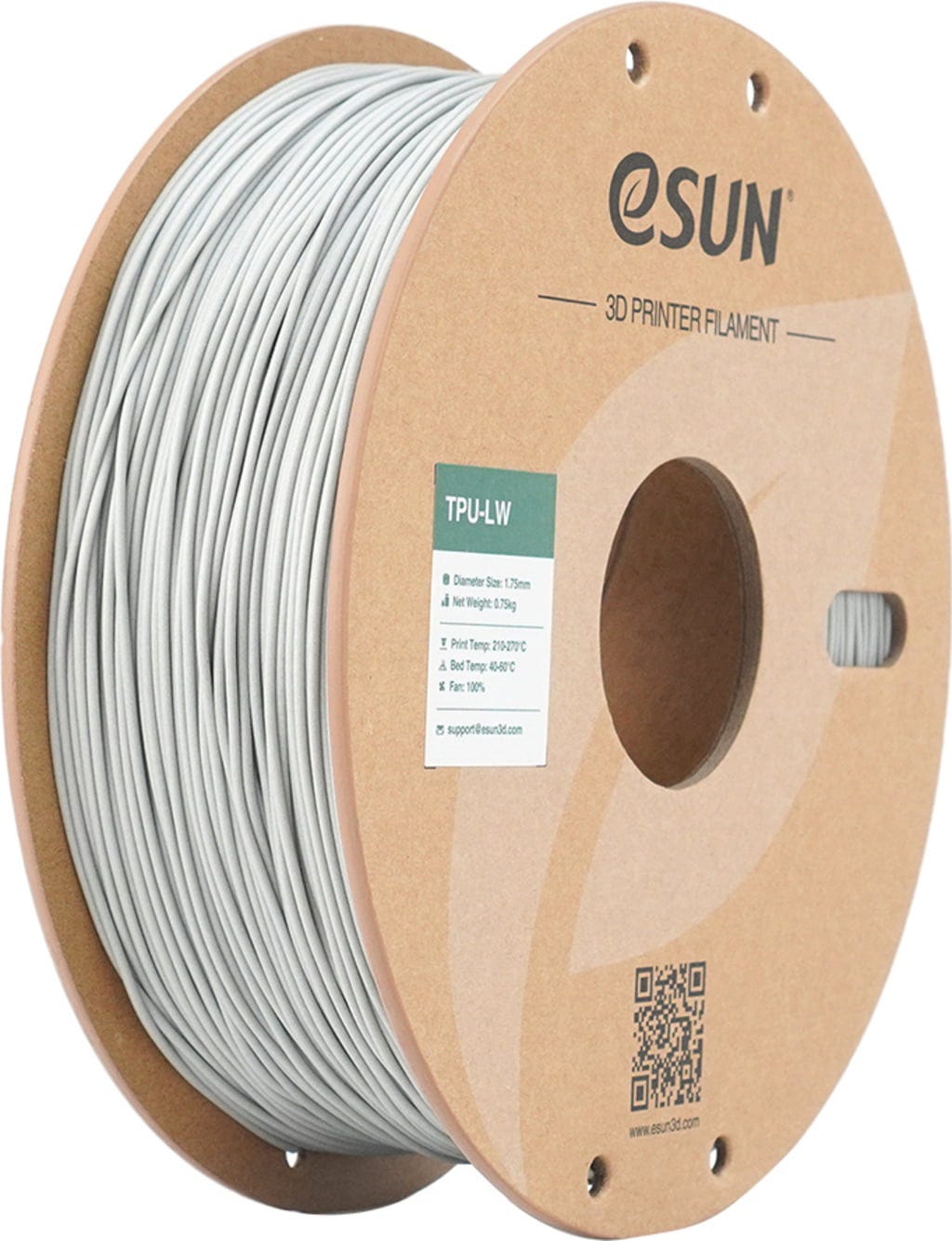 eSUN  TPU-LW Grey, 1,75 mm / 750 g    Aufschäumendes, flexibles Material in Grey