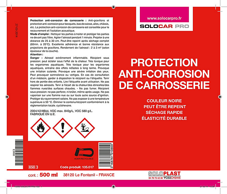 Protection anti-corrosion 0,5 L coloris noir