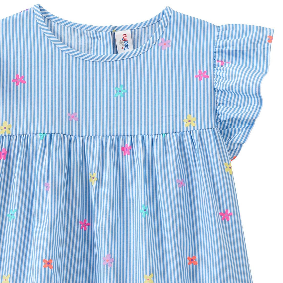 Topolino Mädchen T-Shirt mit Längsstreifen weiss / hellblau