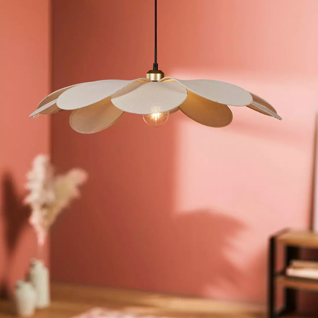 Suspension lumineuse pétal Lin (D60 cm) Margaux Beige