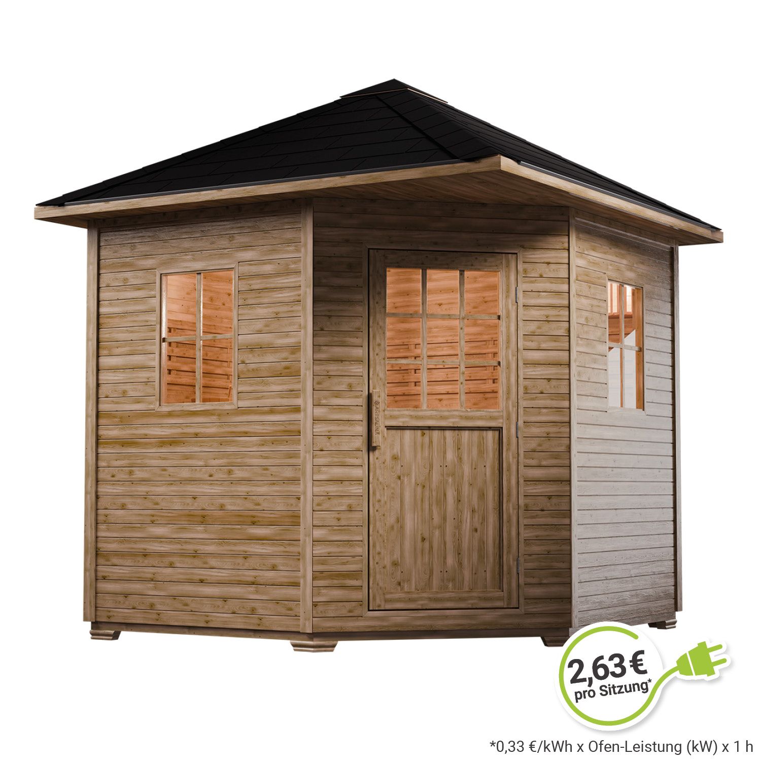 Artsauna Gartensauna Eldur mit Ofen, Licht & Zubehör – Holz Saunahaus für 4 Personen – Outdoor Sauna