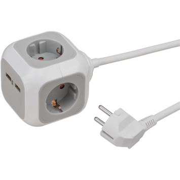 Brennenstuhl Stekkerblok 4-voudig   2 USB Grijs 1,4 Meter