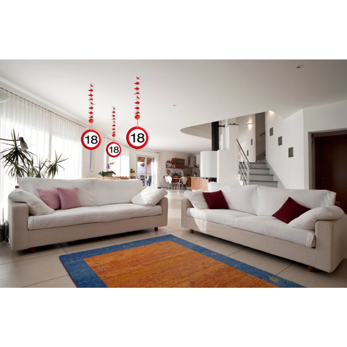 Hangdecoratie 18 Jaar Verkeersbord 75cm 3st
