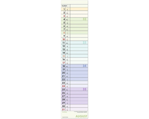 Kleurrijke gestreepte planner 2025 11,3x49,5 cm
