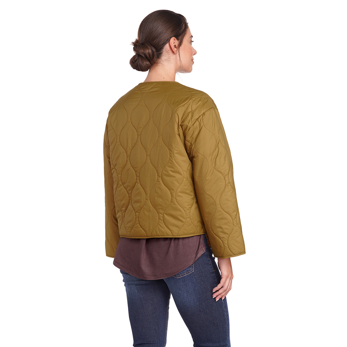 Gina Benotti Damen Steppjacke mit Druckknopfleiste ocker