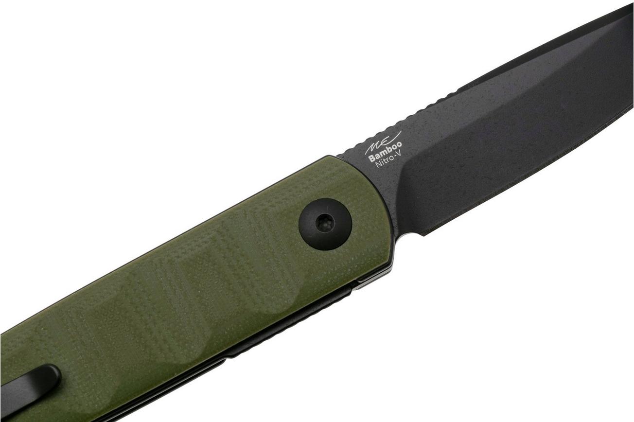Kizer Bamboo V3722A2, Black Nitro-V, Olive Green G10 zakmes, Maksim Epifantsev design