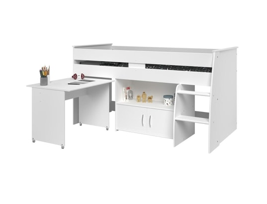 VENTE-UNIQUE - Lit enfant Lit combiné marcelle - avec bureau et rangements - 90 x 20...