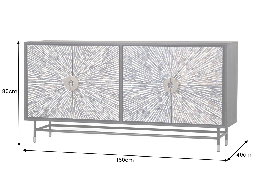 Design Sideboard HERITAGE 160cm Mosaik-Intarsien Kunsthandwerk
