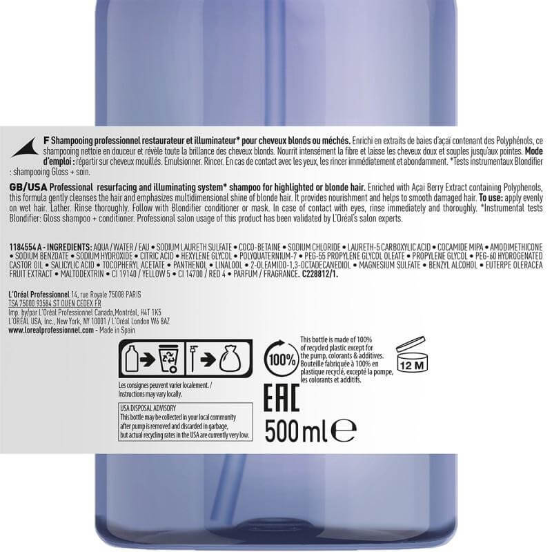 Shampooing Blondifier gloss L'Oréal Professionnel 500ML Rechargeable