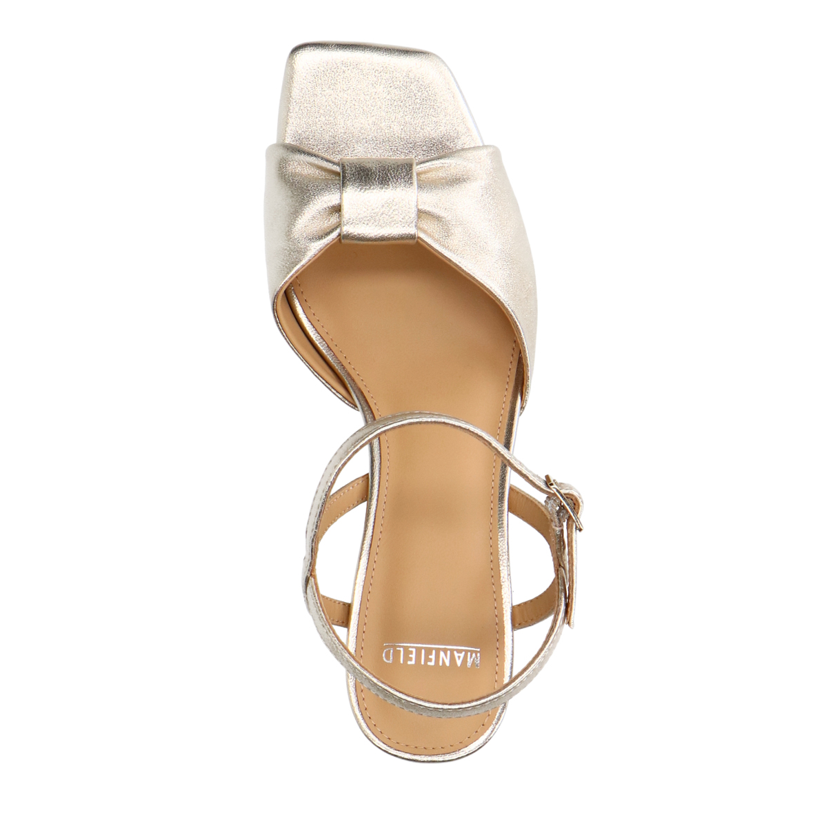 Gouden leren sandalen met hak