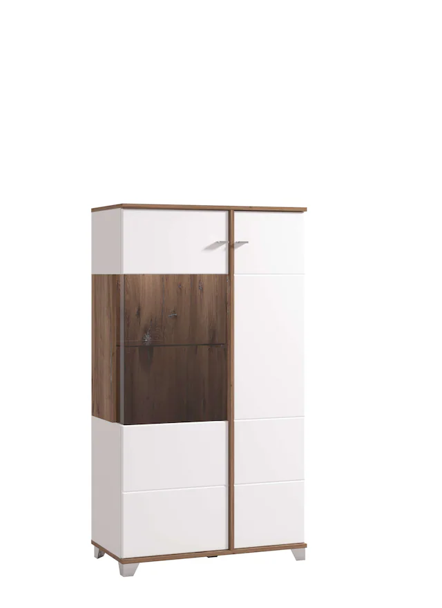 INOSIGN Highboard »Burgundy Sideboard, Stauraumschrank, Anrichte, Hochschrank, B93cm« Hochglanzfronten und eine Innenausstattung in Flagstaff Eiche