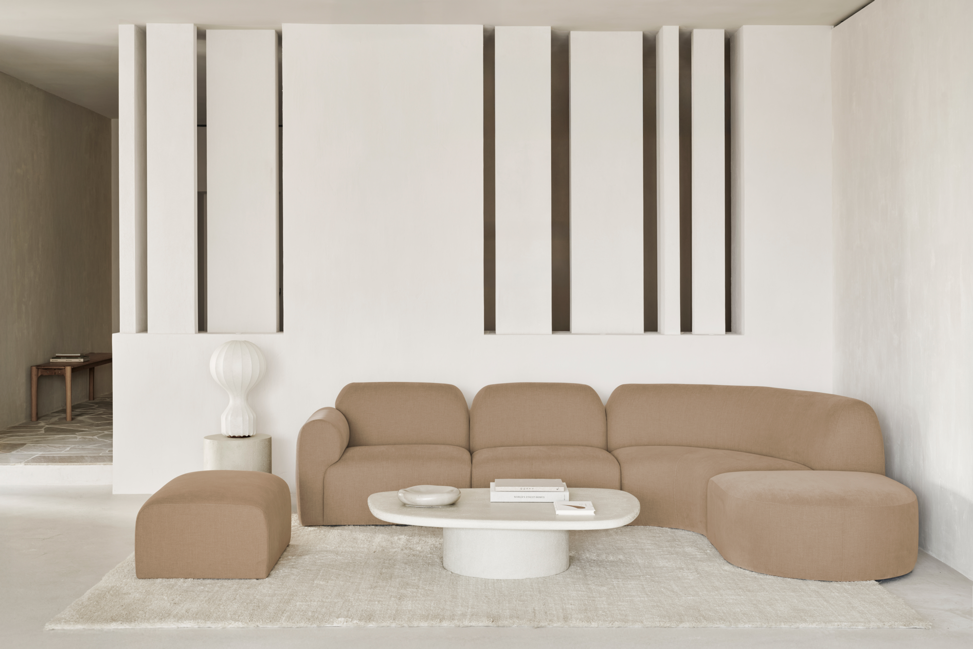 Bulky modulaire sofa - voetenbank - light sepia