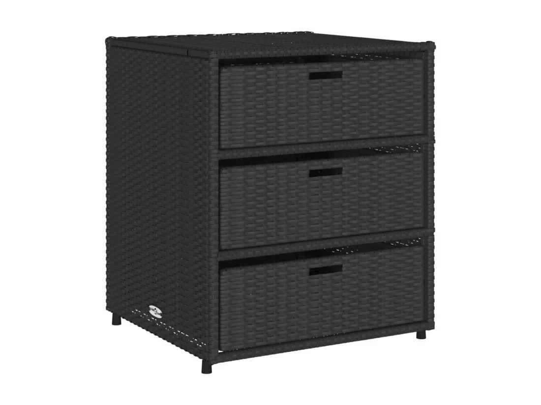 Armoire de rangement de jardin noir 55x59x69 cm résine tressée
