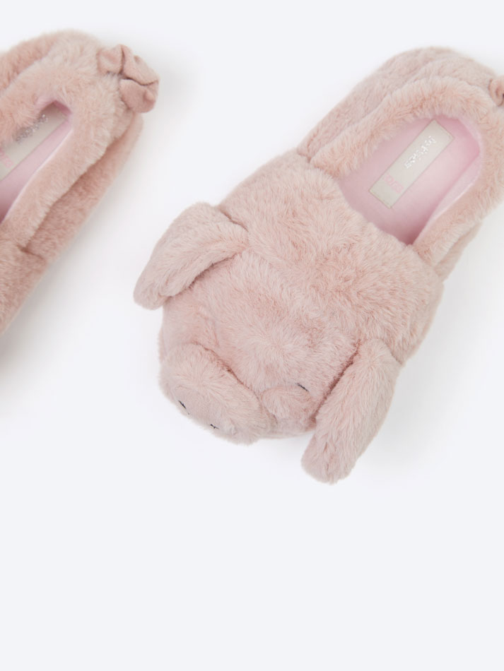 Pantufa de casinha de porquinho - Rosa