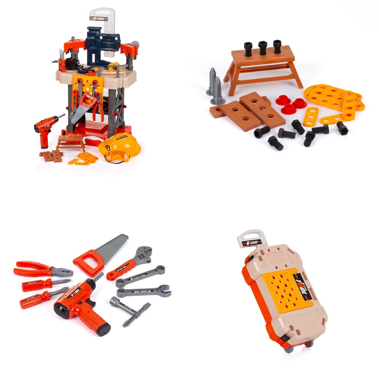 Chipolino Kinderwerkbank, 78-teiliges Spielzeugwerkzeugset, Helm, Bohrer, Säge schwarz