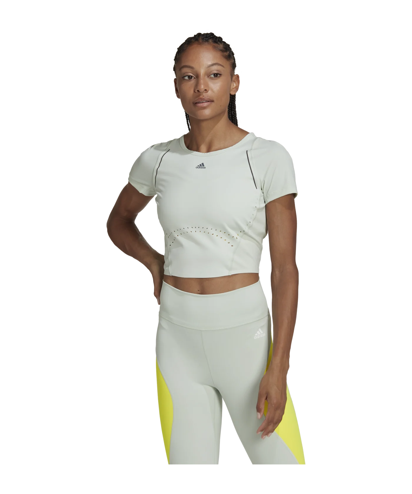 adidas WTR Cropped T-Shirt Damen Grün Grau