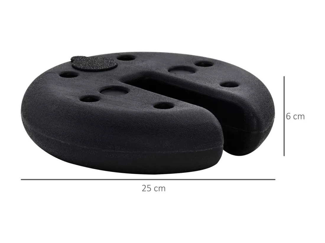 Lot de 4 poids de lestage rond pour tonnelle barnum tente dim. Ø 25 x 6H cm HDPE noir