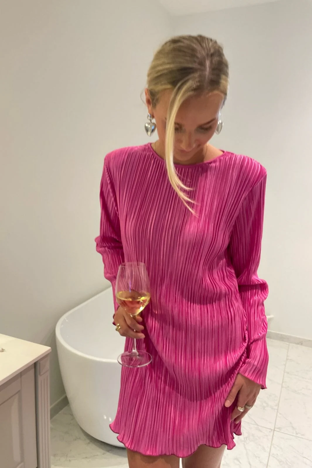 BYIC Kellyic Plissé Dress fuchsia pink