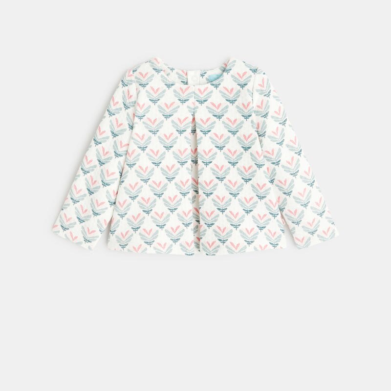 Sweat molleton pointelle floral rose bébé fille Rose