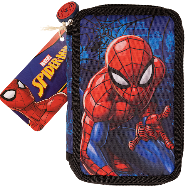 Spiderman Dobbelt pennal med innhold