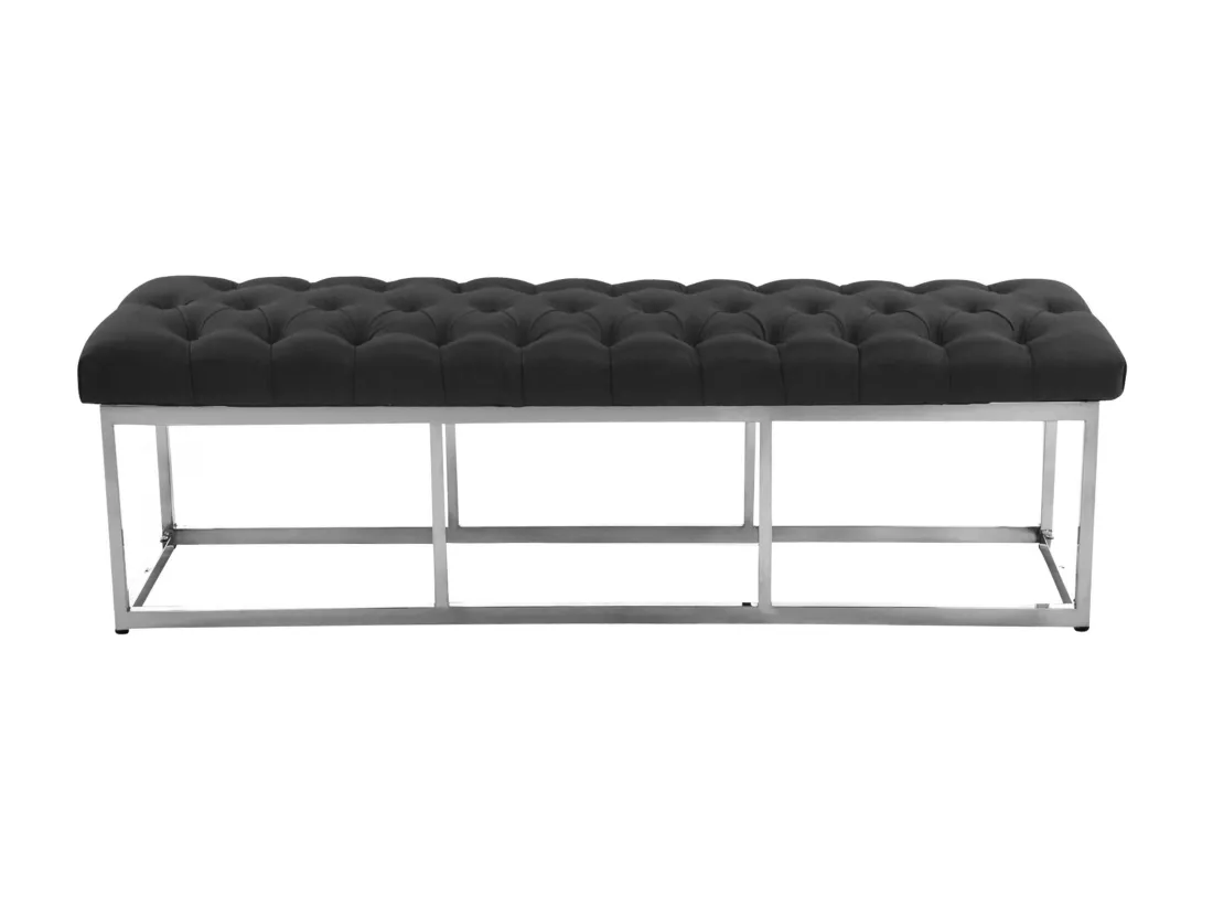 Banquette - Tissu & Acier inoxydable - Gris foncé - Amun