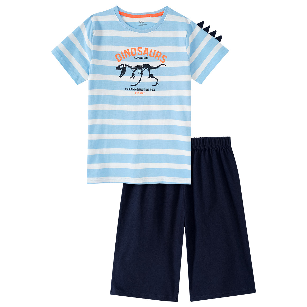 Yigga Jungen Shorty mit Dino-Print hellblau / dunkelblau / weiss