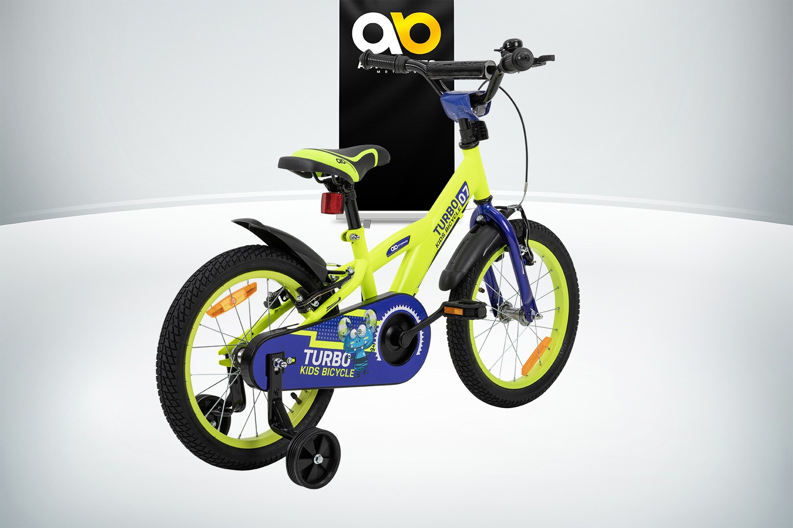Actionbikes Kinderfahrrad Turbo 16 Zoll, Stützräder, V-Brake-Bremsen, Lenker-/Kettenschutz, Klingel