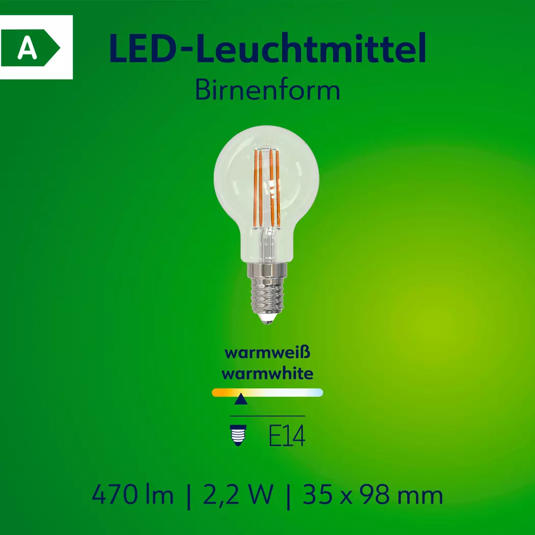 LED-Tropfen E14 / 2,2 Watt / Energie A