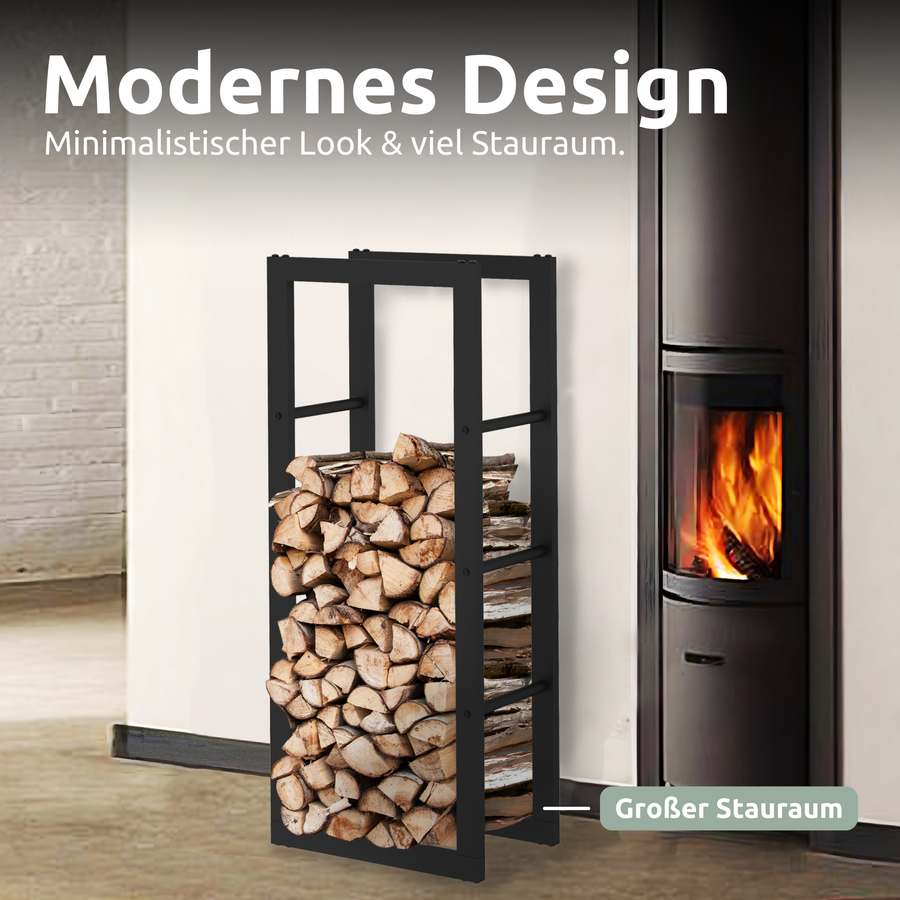 holz4home Haardhoutrek 100x25x40 cm Van Metaal Zwart incl. Ovenwant