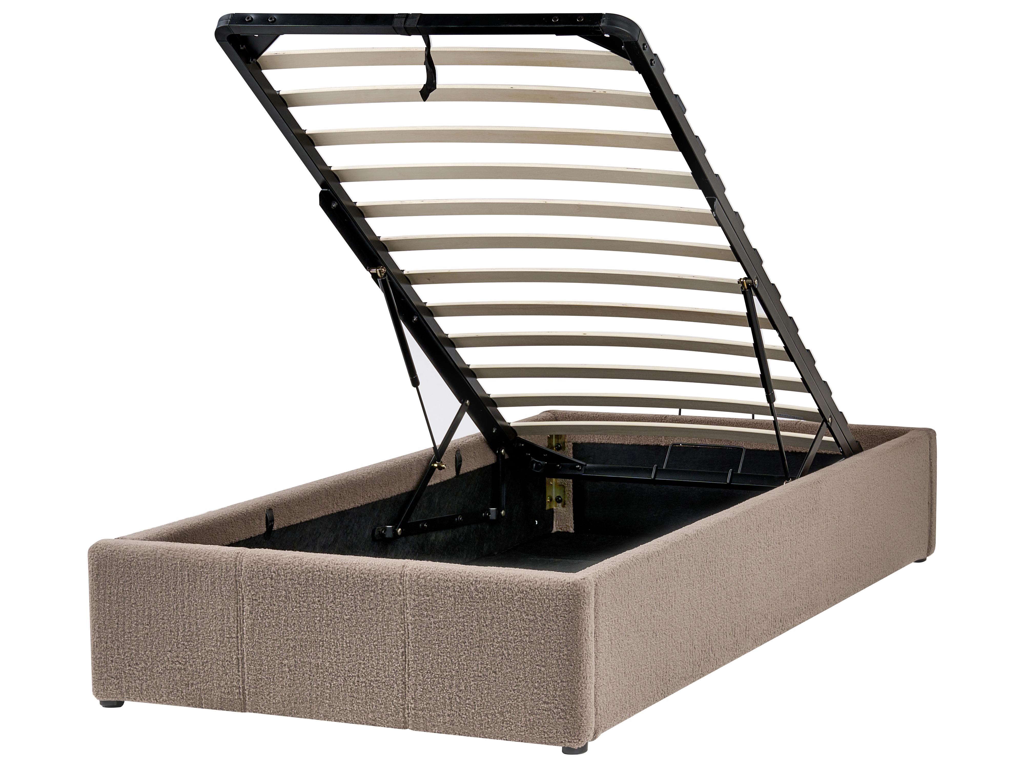 Opbergbed zonder hoofdbord Bouclé DINAN 90 x 200 cm Taupe