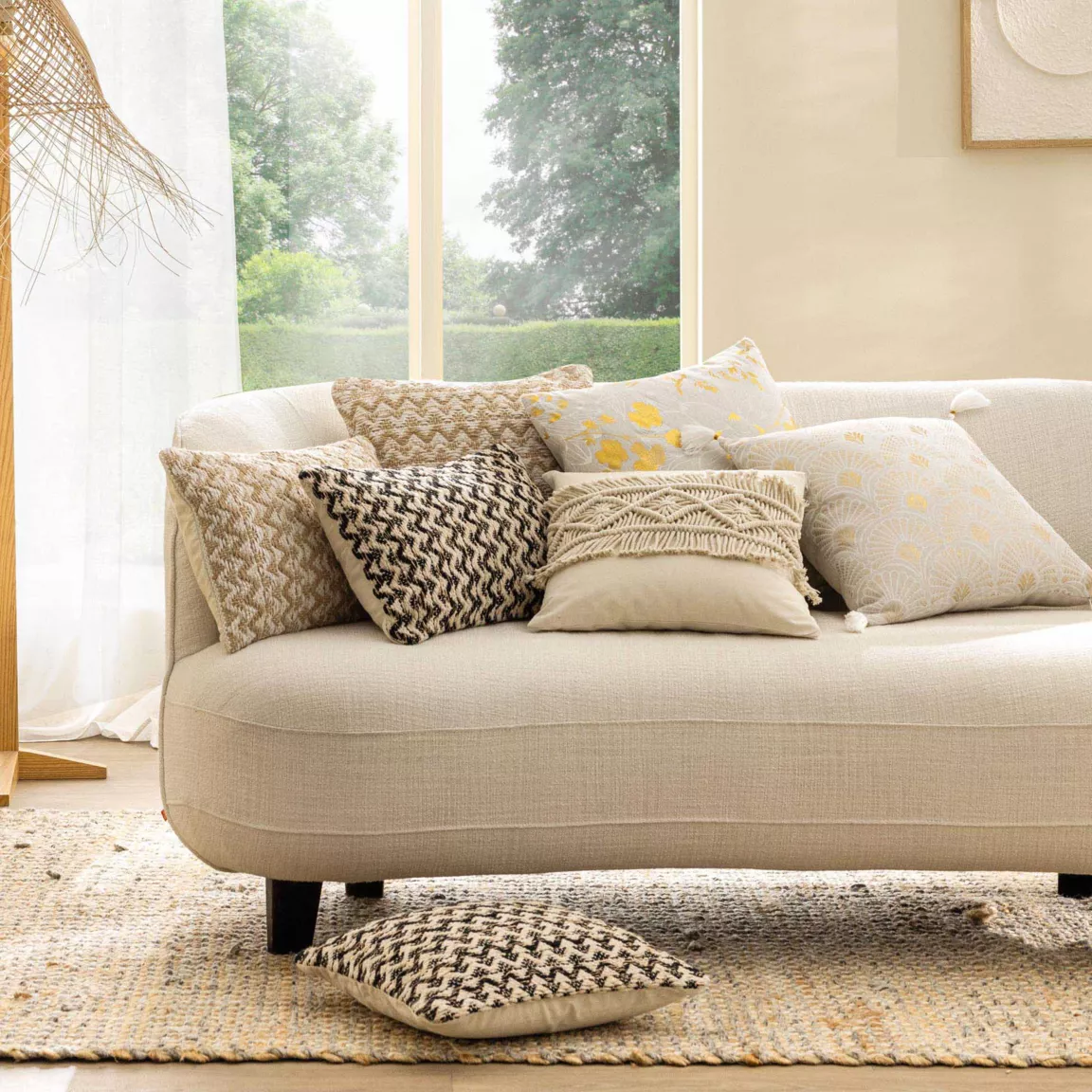 Coussin rectangulaire coton (30 x 50 cm) Loumeo Beige