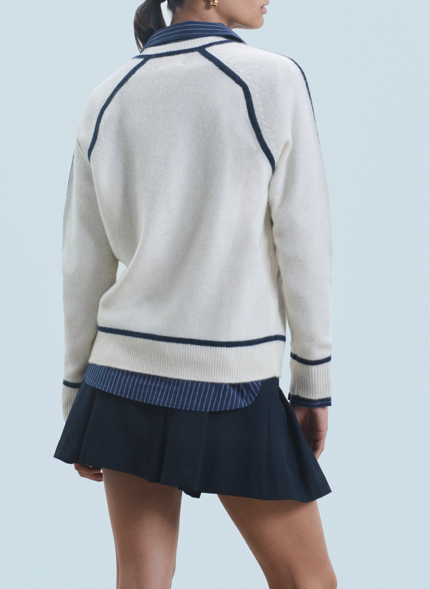Pull col v en cachemire | Blanc