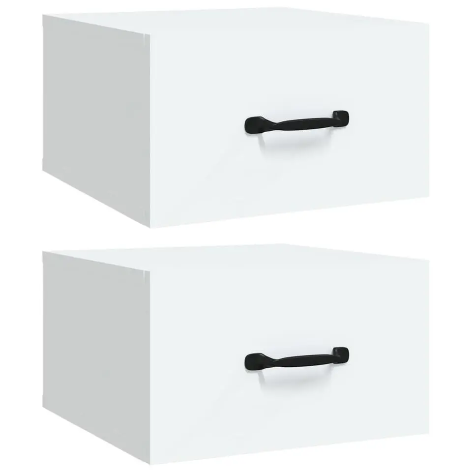 vidaXL - Zwevend nachtkastjes met lade - Wit - 35x35x20 cm - Set van 2