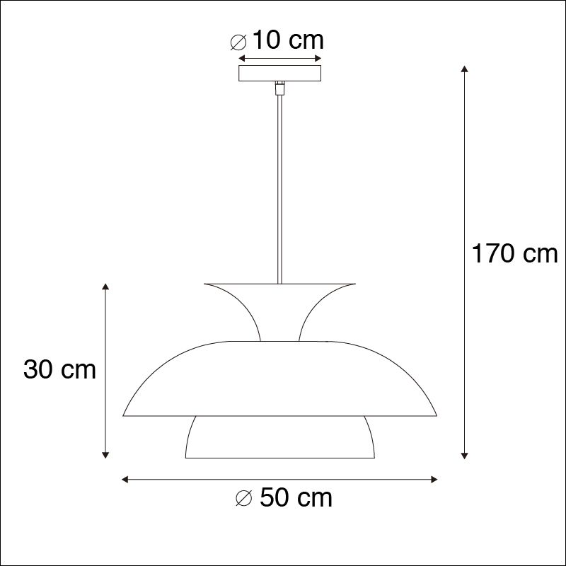 Moderne ronde hanglamp zwart met goud 3-laags - Titus
