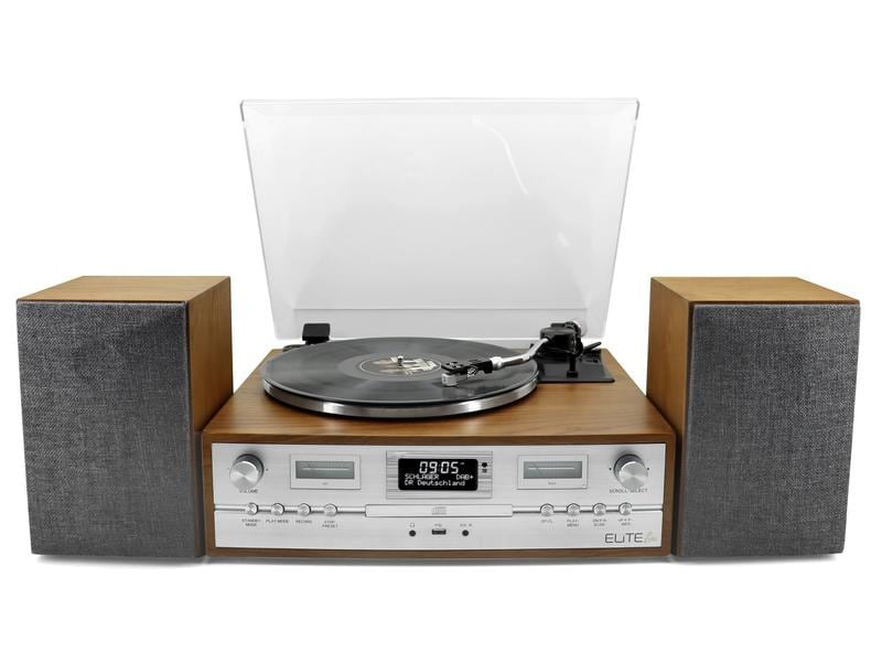 soundmaster Stereoanlage PL895 Braun Retro HiFi Anlage mit Plattenspieler, DAB /UKW, CD/MP3, USB, Bluetooth
