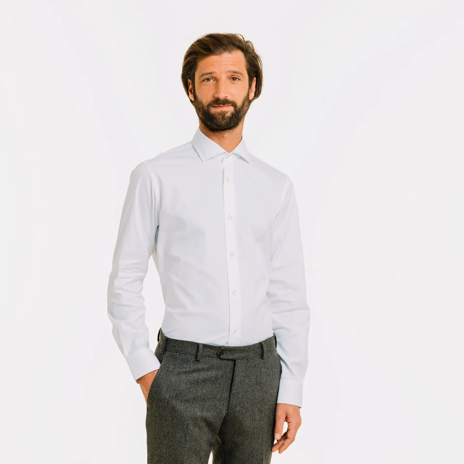 White double-twisted Oxford shirt