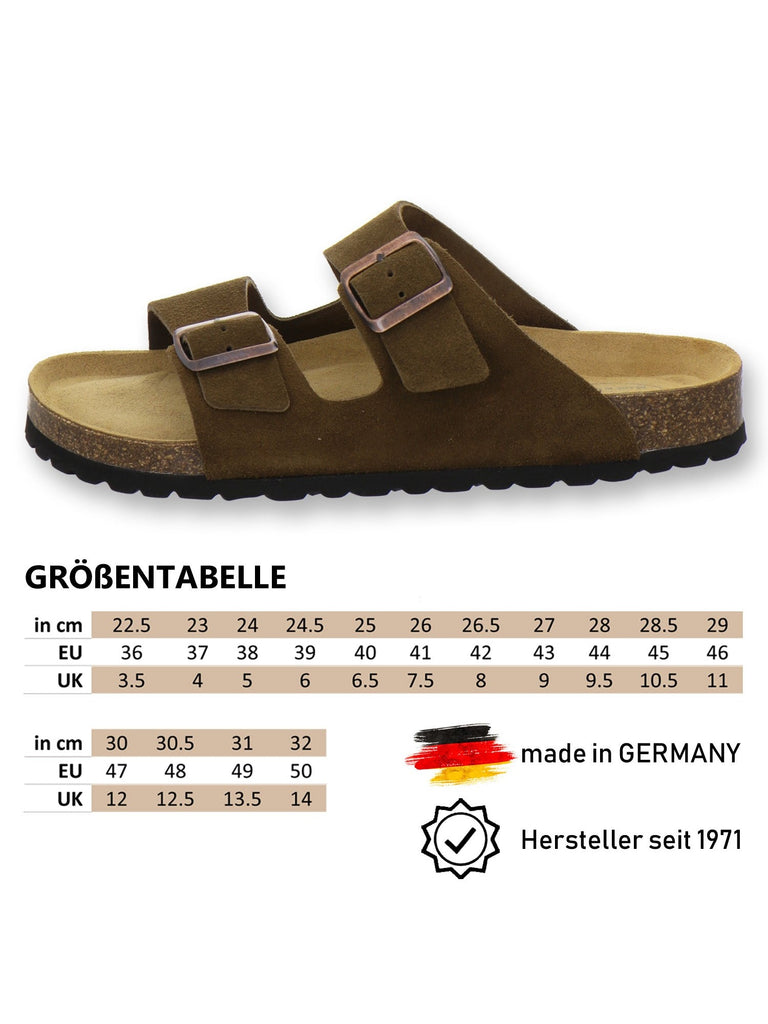 Pantoletten Herren Leder Zweischnaller cafe