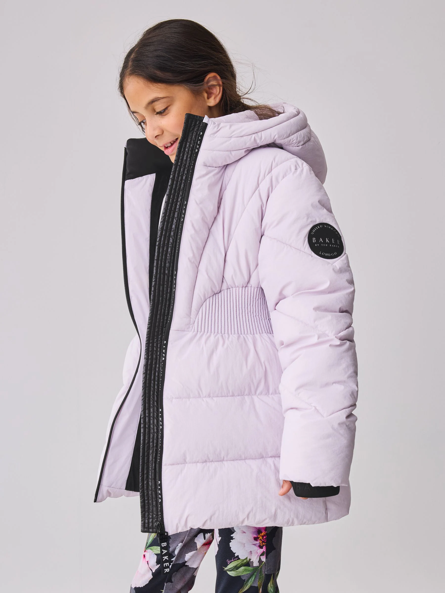 Baker by Ted Baker - Regenbestendige lila gewatteerde jas met plooitjes